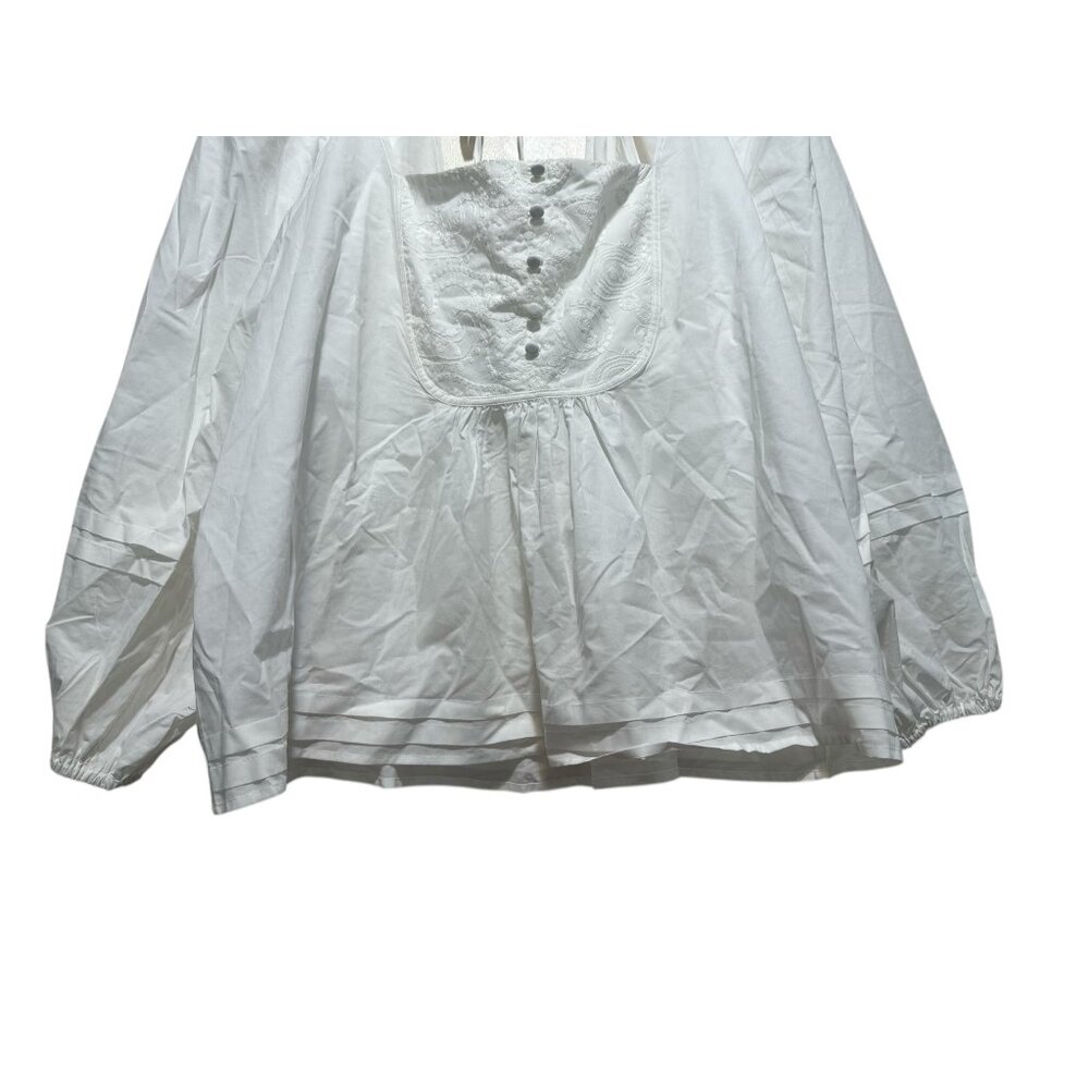 Maurices Lace Babydoll Blouse Womens 1X White Ballon Sleeves Cottagecore Peasent - Picture 9 of 16